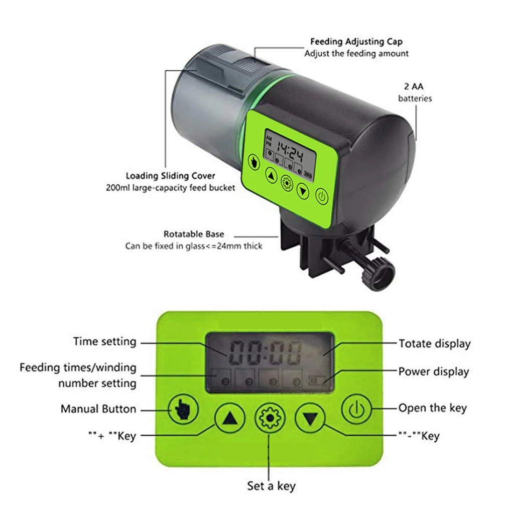 

Smart Automatic Fish Feeder Aquarium Digital Fish Tank Electrical Plastic Timer Feeder Food Feeding Ring Portable Feeder Tool