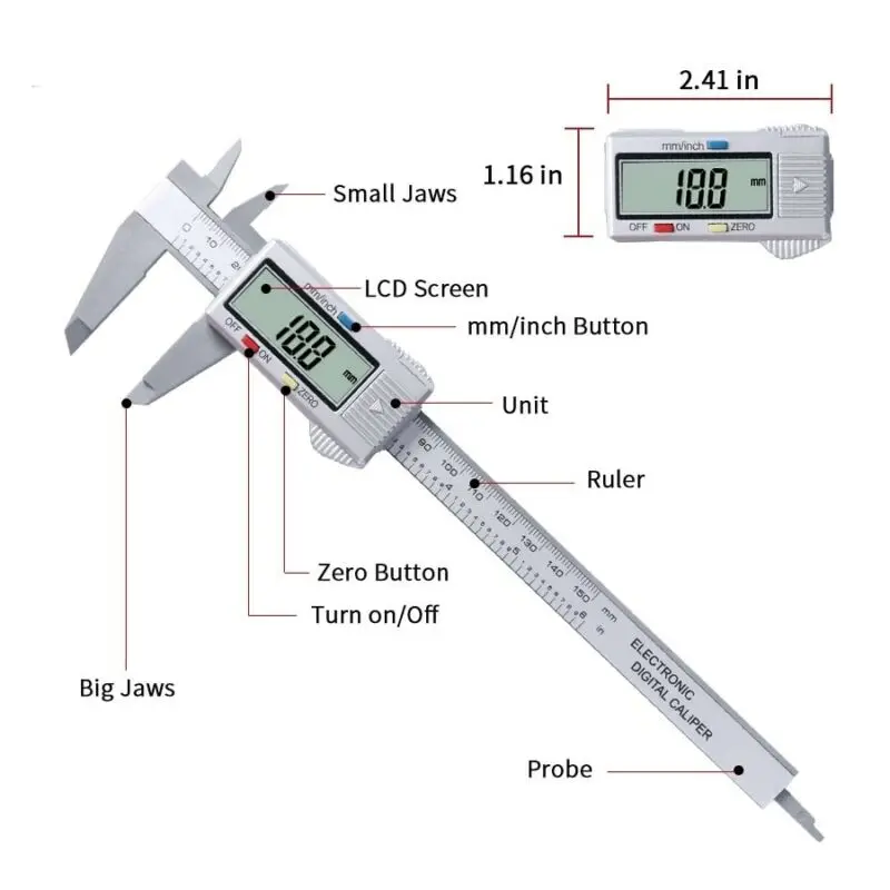 

Digital Caliper Vernier Micrometer Electronic Ruler Gauge Meter 150mm 6-inch