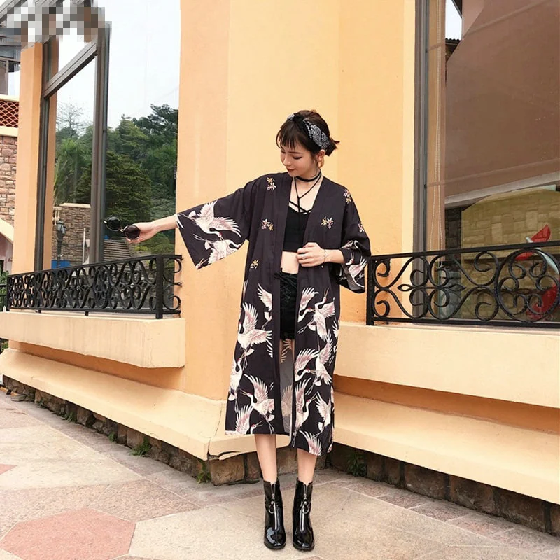 Японские кимоно yukata кардиган модная блуза для женщин 2020 Длинные рукава Кардиган