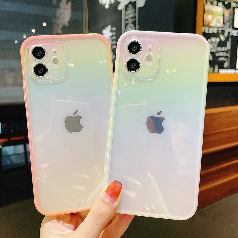 

High Quality Rainbow Shiny Aurora Soft Silicone Phone Case Protection Back Covers For IPhone 13 12 Pro 7 8 Plus 11 X XS XR MAX