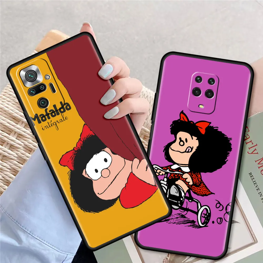 

Fashion Case for Xiaomi Redmi Note 9S 9 8 7 8T 10 Pro 9C 9A 7A 6A 8A 6 K40 Soft Cover Phone Coque Cartoon Mafalda Girl