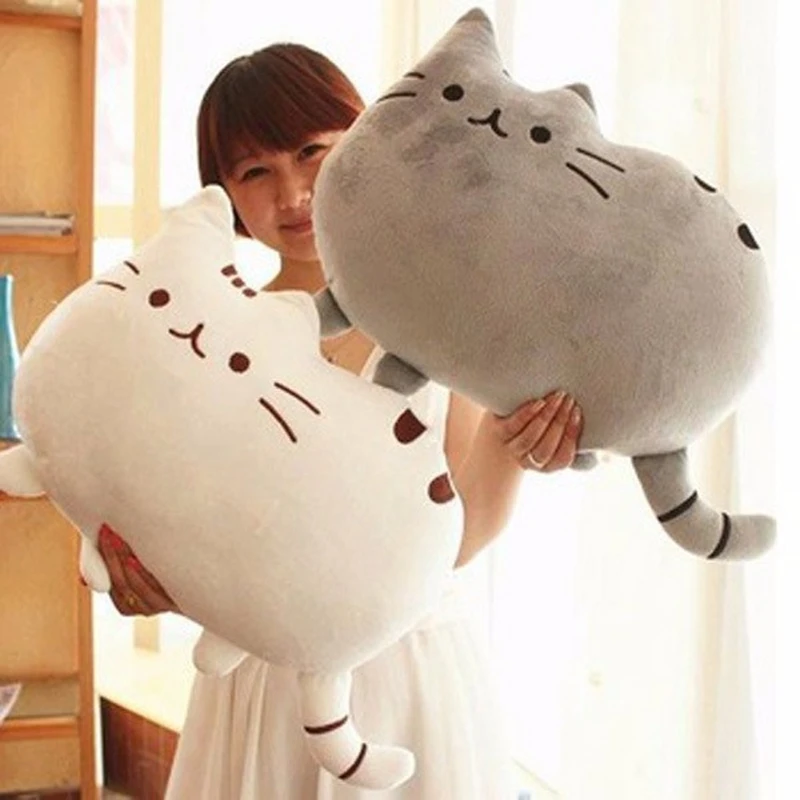 

40*30cm Kawaii Cat Pillow With Zipper Only Skin Without PP Cotton Biscuits Plush Animal Doll Toys Big Cushion Cover Peluche Gift