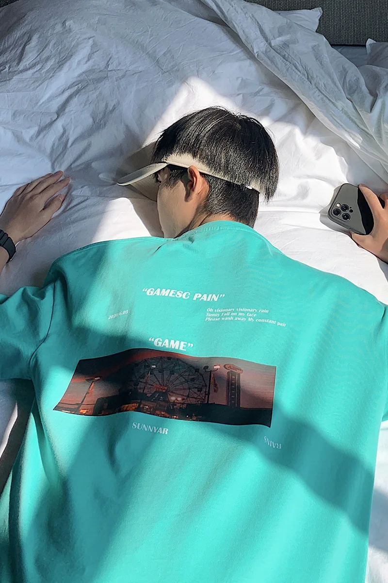 

Short-Sleeved T-shirt Men's Summer Fashion Brand All-Match New Loose Top Ins Hong Kong Style Super Popular T-shirt Couple Wear