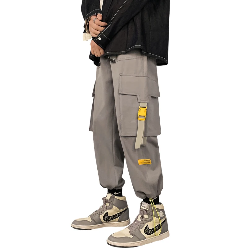

2022 Hip Hop Men Pants Multi-pocket Streetwear Ribbons Harem Pant Street Punk Hip Hop Casual Trousers Joggers Male Cargo Pants