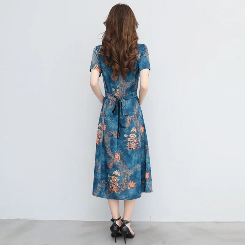Women Summer Casual Short Sleeve Long Dress Boho Floral Print Slim Party Fashion Sexy Dresses Vestidos Plus Size 4XL | Женская одежда
