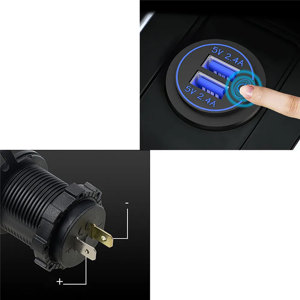 

5V/4.8A Dual USB Fast Charging Car Charger with 60cm Cable Touch Switch Auto Car Cigarette Lighter Socket Fast Charging Adapter