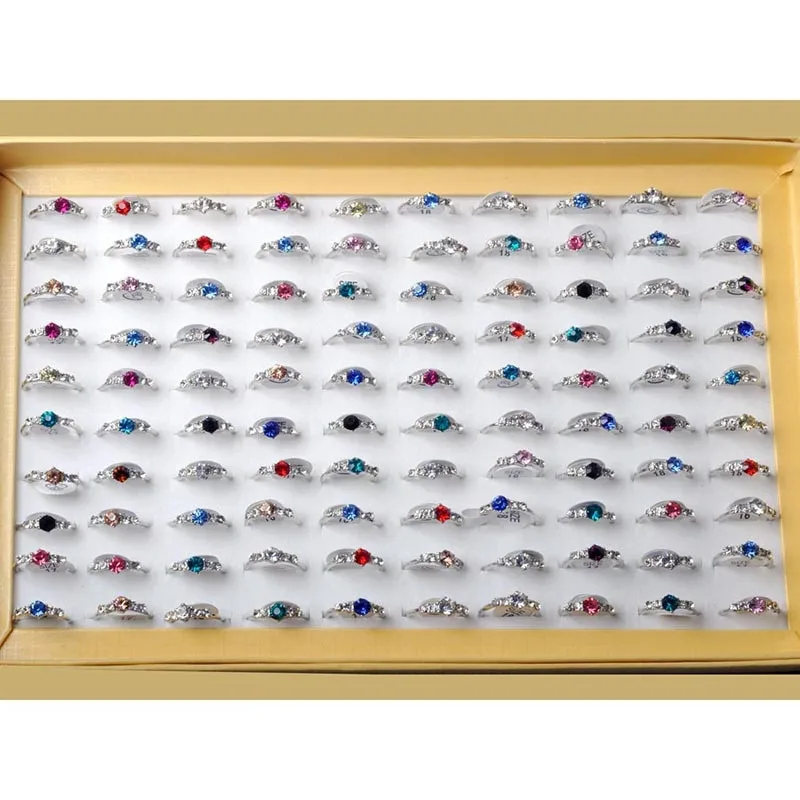

Pinksee Wholesale 30pcs Mix Size Multicolor Crystal Rings for Women Girls Fashion Engagement Wedding Party Jewelry Gift
