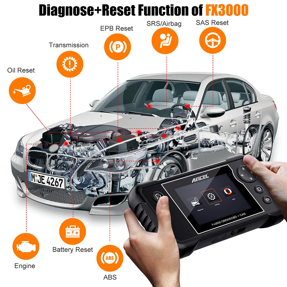 OBD2 автомобильный сканер Подушка безопасности ABS на SAS BMS сброс масла OBD2 автомобильный диагностический инструмент ANCEL FX3000 OBDII сканер обновление бесплатно