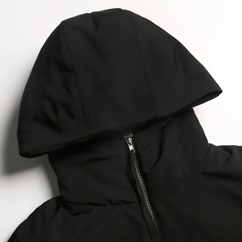 MEVGOHOT Winter Warm Hooded Zipper Bandage Streetwear Black Long Overcoat Woman Plus Size Oversized Autumn Wadded Coat HD2671 |