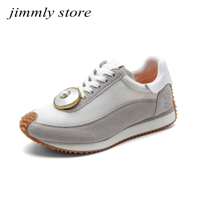 

Women Sneakers Fashion Suede Chunky Sneakers Casual Shoes Autumn Spring Comfortable Thick Sole White Dad Flats Platform Shoes