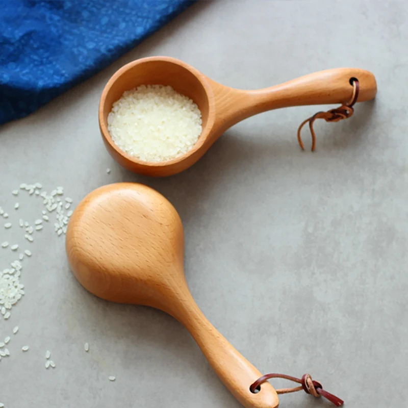 Ложка из массива дерева в японском стиле с короткой ручкой|Ковш для воды| |