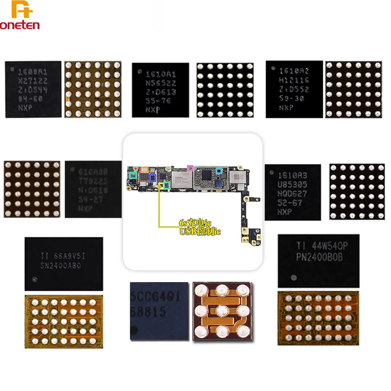 3 шт. U2 USB Зарядка IC 1610A1 1610A2 1610A3 610A3B 1612A1 для iPhone 6/6P/7/7P/8/8P/X/XS/XSMAX/XR/11 pro max iPad5 6 IC|Детали