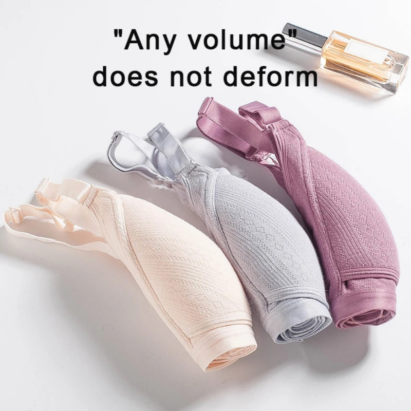 

Pregnant Women Soft Wirefree Front Closure Nursing Bra 3D Wrapped Wide Strap Comfort Cotton Feeding Bra