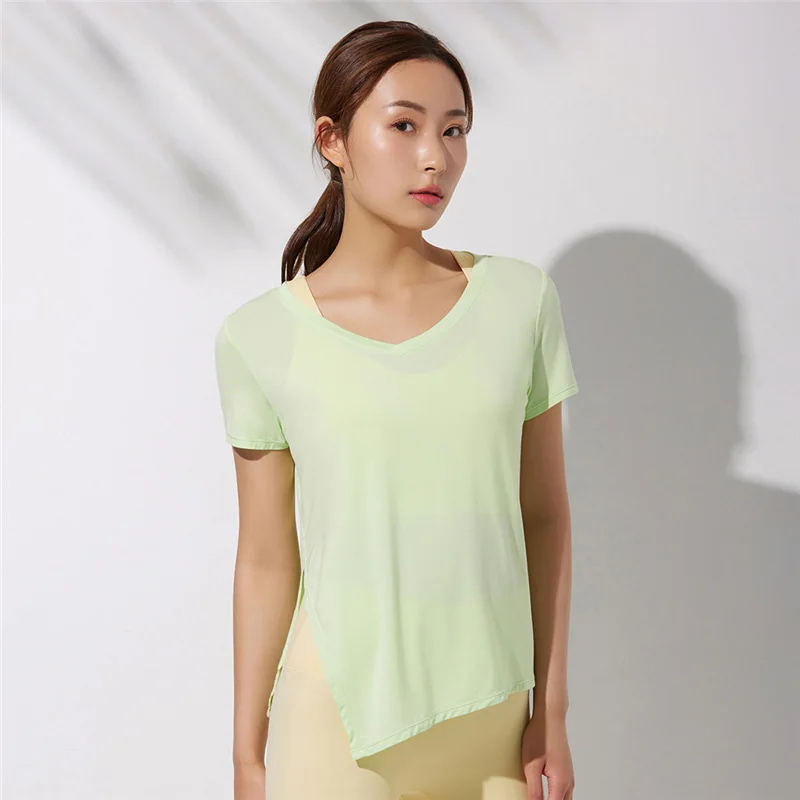 

Running Tee Shirt Femme T-shirt Sport Tshirt Fitness Women Tank Top Gym Jacket Yoga Workout Crop Top Athletic Sports Wear Loose