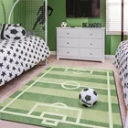 Мультяшный коврик с зеленым футбольным полем, коврик для спальни для мальчиков, милый детский коврик, прикроватный игровой коврик, моющийся коврик