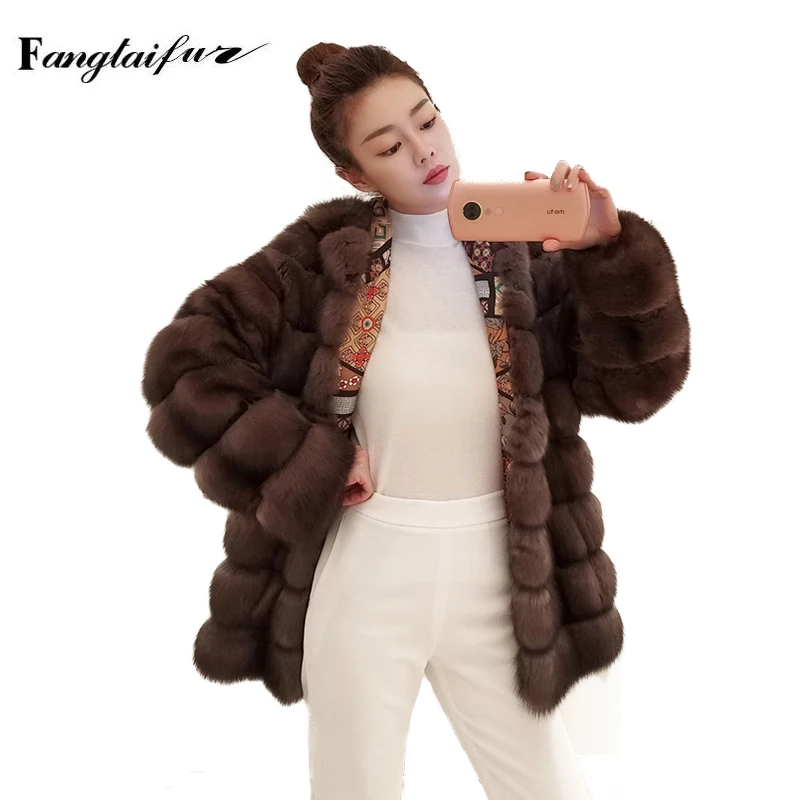 Ftangaiur Winter Women Jacket Russian Sable Gypsophila Mink Coat Custom-Made Women’s luxury Medium Real Mink Fur Coats