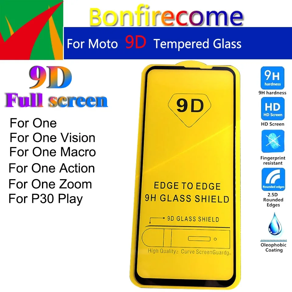 50 шт./партия 9D изогнутое закаленное стекло для Motorola MotoOne Vision Zoom Macro Action Screen Protector Moto