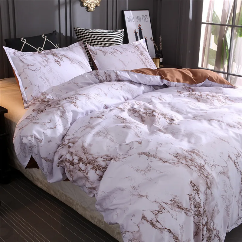 Marble 3d Bedding Set Luxury Quilt Bed Will King Size and Pillowcases No Bedsheet Nordic Linens White 3-piece Sheet 2 Pcs Cover | Дом и сад