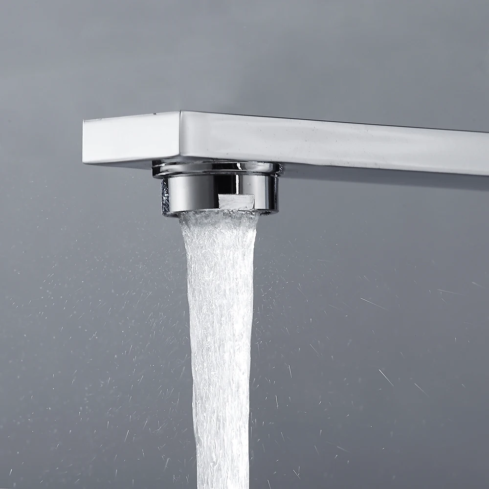 Хромированный квадратный кухонный кран для раковины моноблок однорычажный