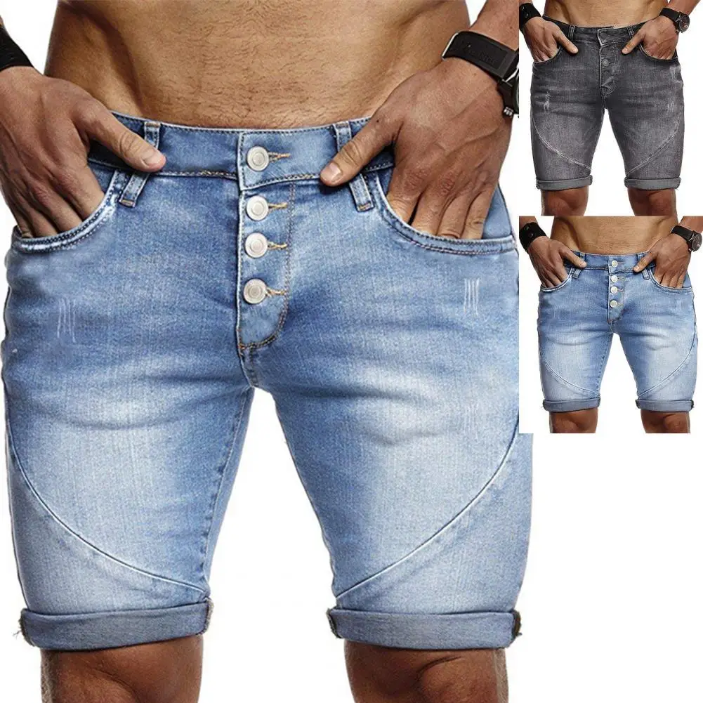 

Denim Shorts Ripped Skin-friendly Polyester Summer Mens Short Pants for Daily Wear