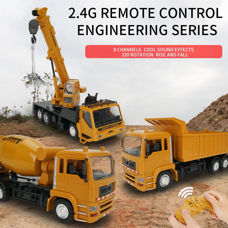 

1:24 Ten Channels Remote Control Crane Engineering Model Children's Birthday Christmas Gift Kids RC Truck Toys