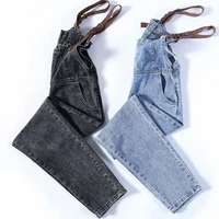 womens suspenders trousers blue black age reducing loose western style was thin new mother denim overalls