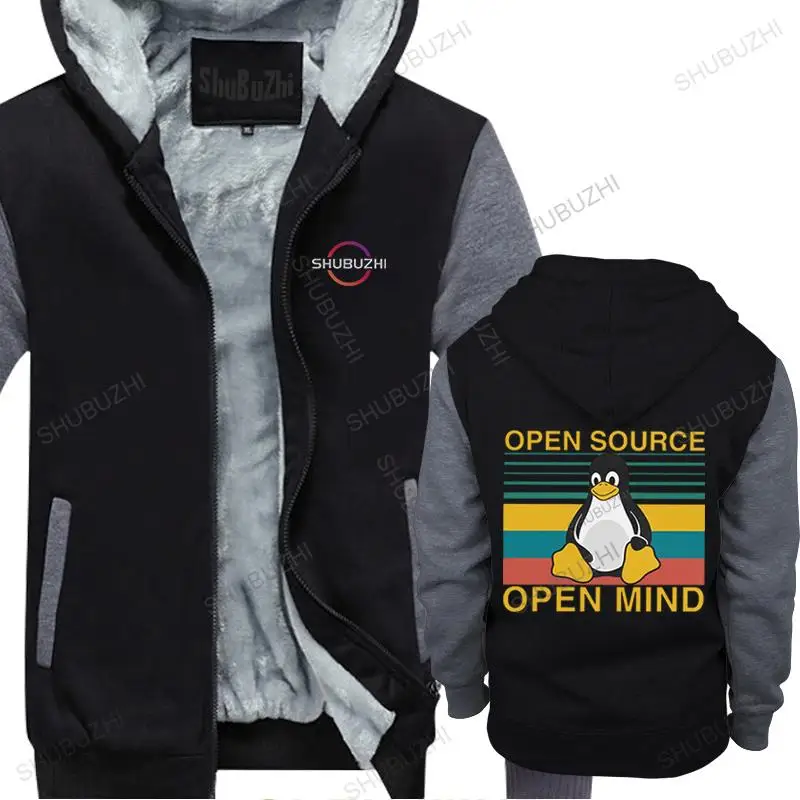 

Classic Vintage Linux Open Source Open Mind thick hoodie Men Penguin Programmer Programming Coding Coder fall Cotton fleece Gift
