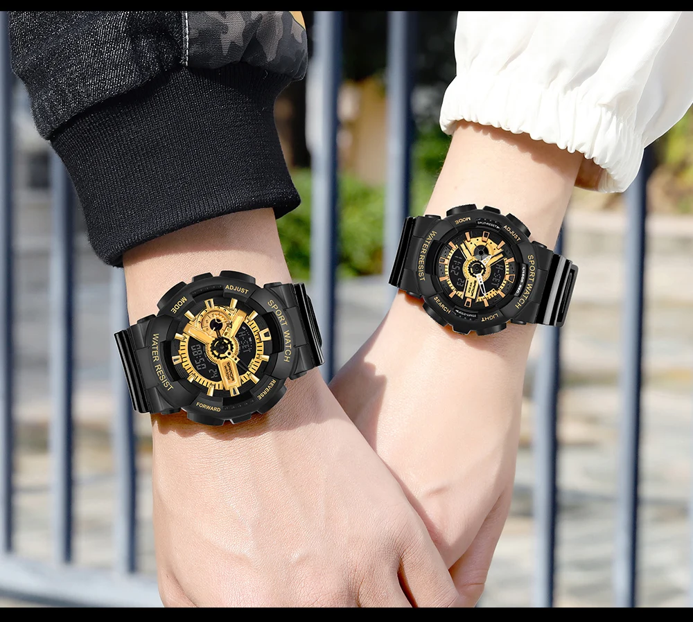 Часы наручные мужские с двойным дисплеем цифровые спортивные Водонепроницаемые