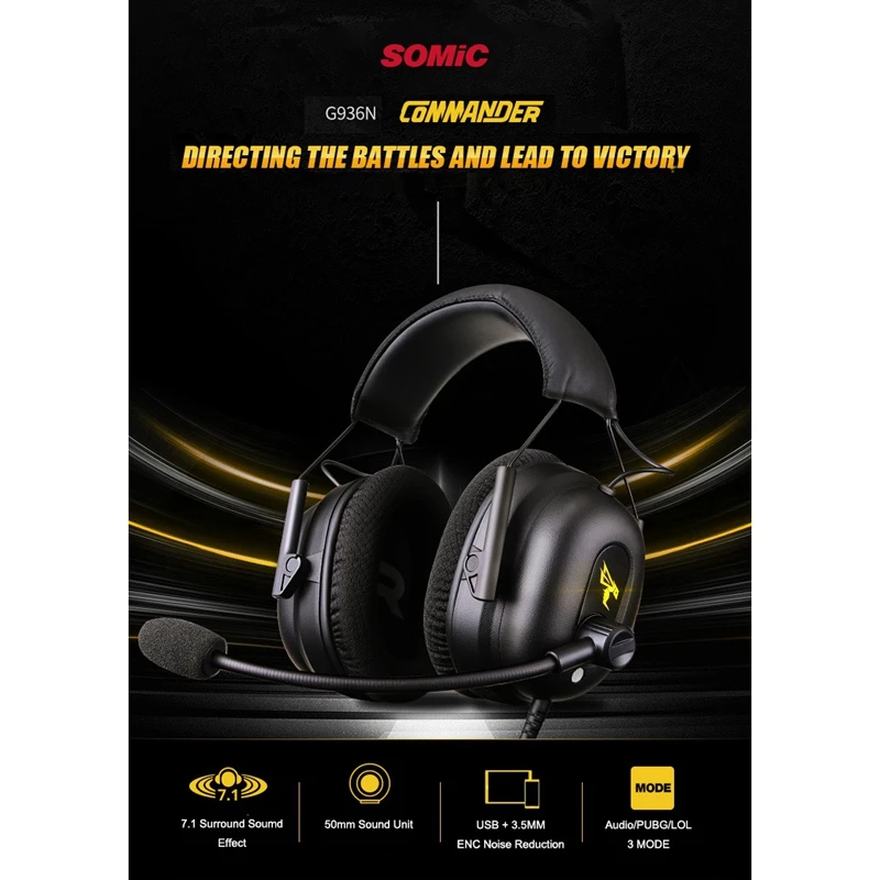 

SOMIC G936N Gamer Earphones 7.1 Virtual Gaming Headsets Surround Sound USB 3.5mm Noise Cancelling Headphones for PS4 PC Games