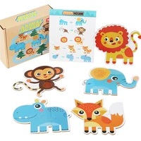 kids wooden fun puzzle game toys cartoon 3d animals traffic toys for children montessori early learning educational toys gifts