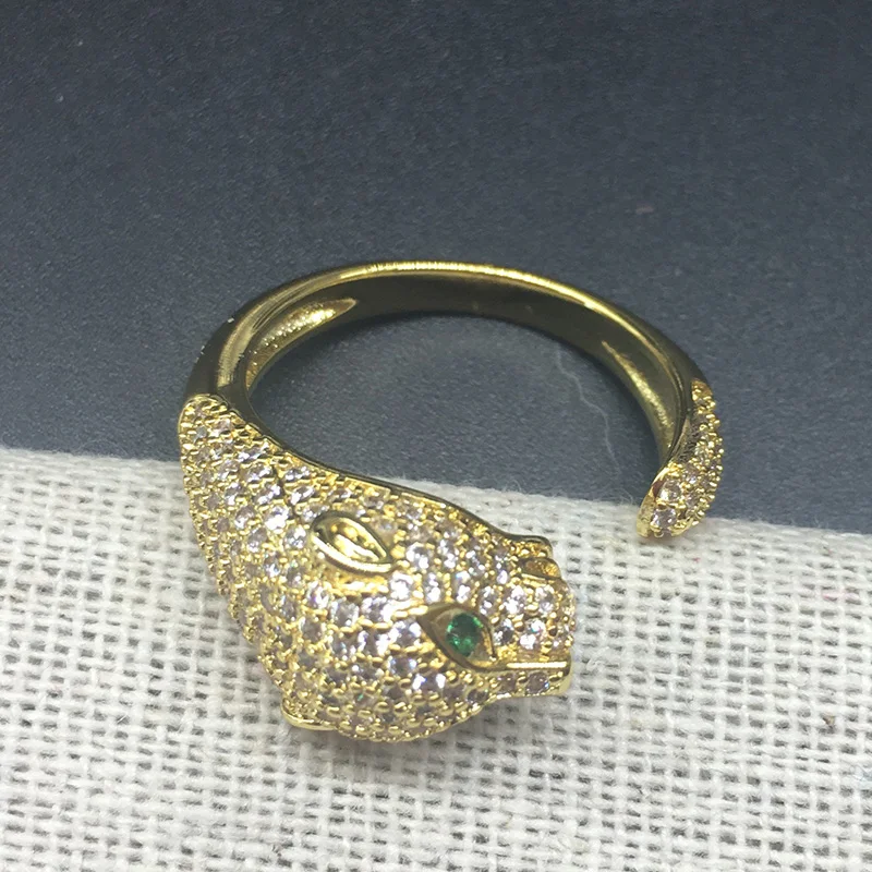 Высококачественное Открытое кольцо с головой леопарда для женщин и мужчин