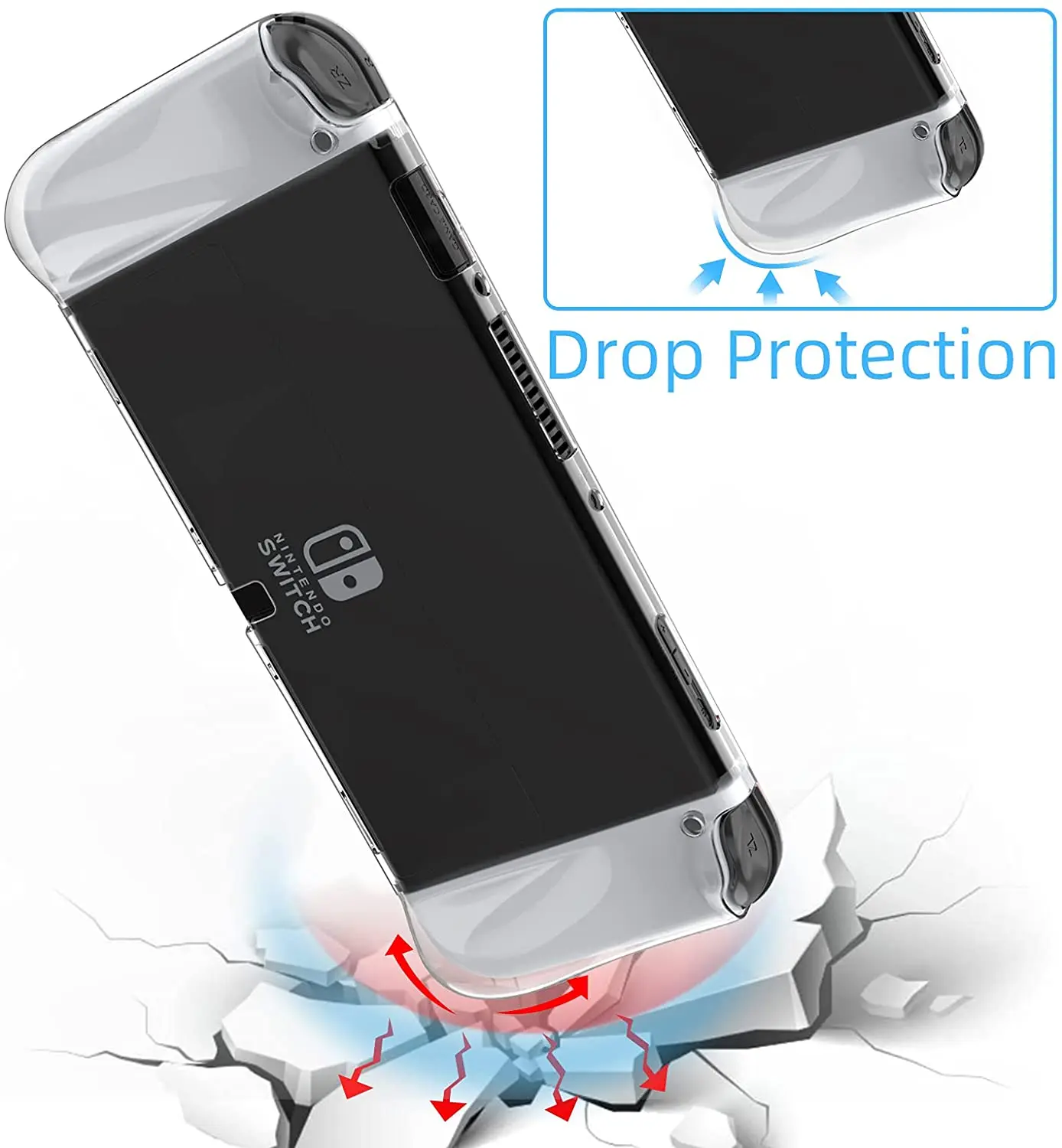 Чехол HEYSTOP для Switch OLED мягкий чехол из ТПУ модели JoyCon и жесткий защитный