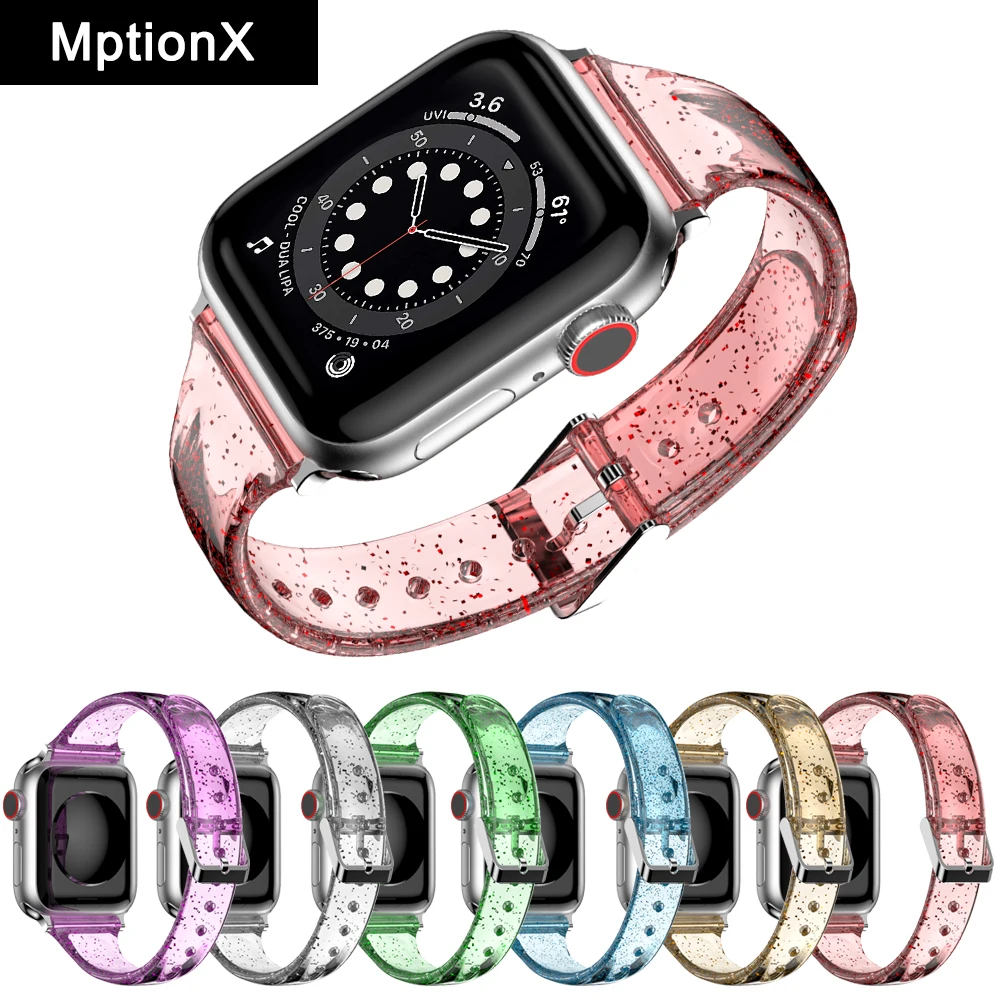 Мягкая силиконовая лента для наручных часов Apple Watch ремешок 44/40/42/38 мм Женская