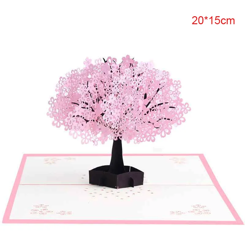 cherry blossom 02 3D открытка-раскладушка подарок на день Святого Валентина открытка наклейки на конверте свадебные приглашения Поздравительные открытки юбилей для нее - Цвет: cherry blossom 02