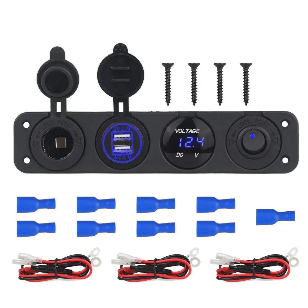DIY 4 в 1 панель 4.2A двойное зарядное устройство Usb переключатель прикуривателя