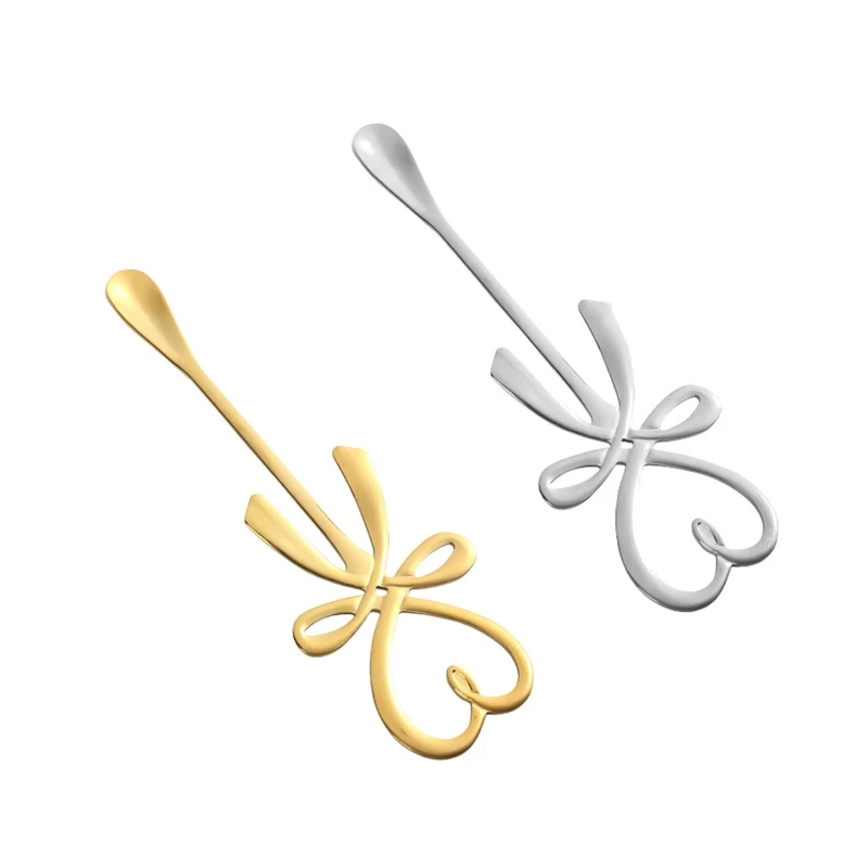 

2022 New Heart Bowknot Coffee Stirring Spoons Stainless Steel Dessert Ice Cream Teaspoons