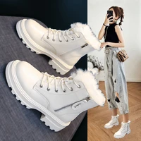 winter leather white snow boots women shoes female thick sole fashion warm plush waterproof booties botines mujer femmes bottes