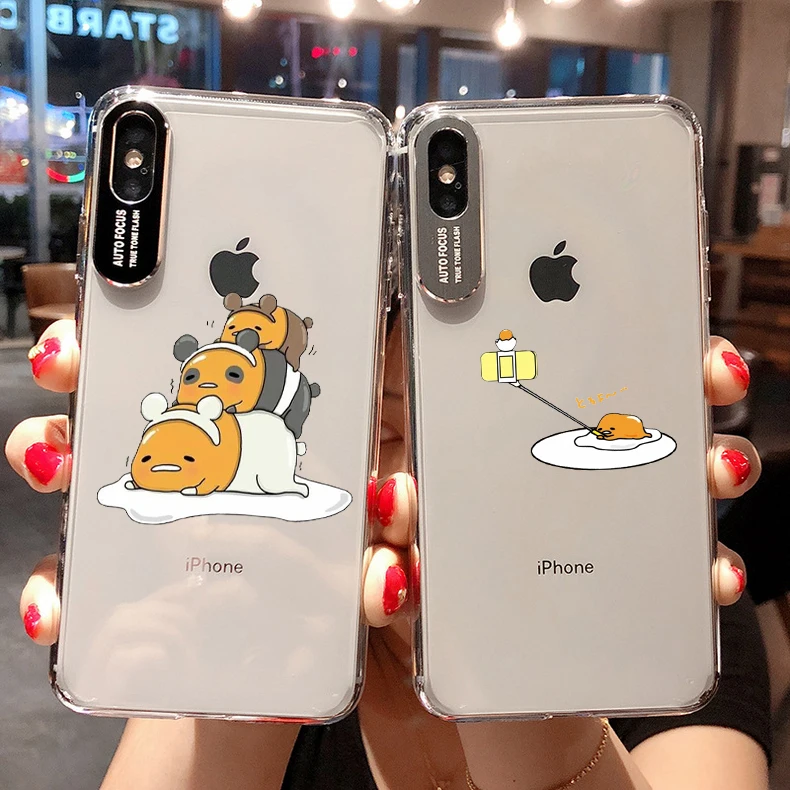 Милый Гудетама яйцо прозрачный мягкий чехол для iphone 8 7 6 plus X XS XR XMAX 5 samsung Galaxy 9 10 edge