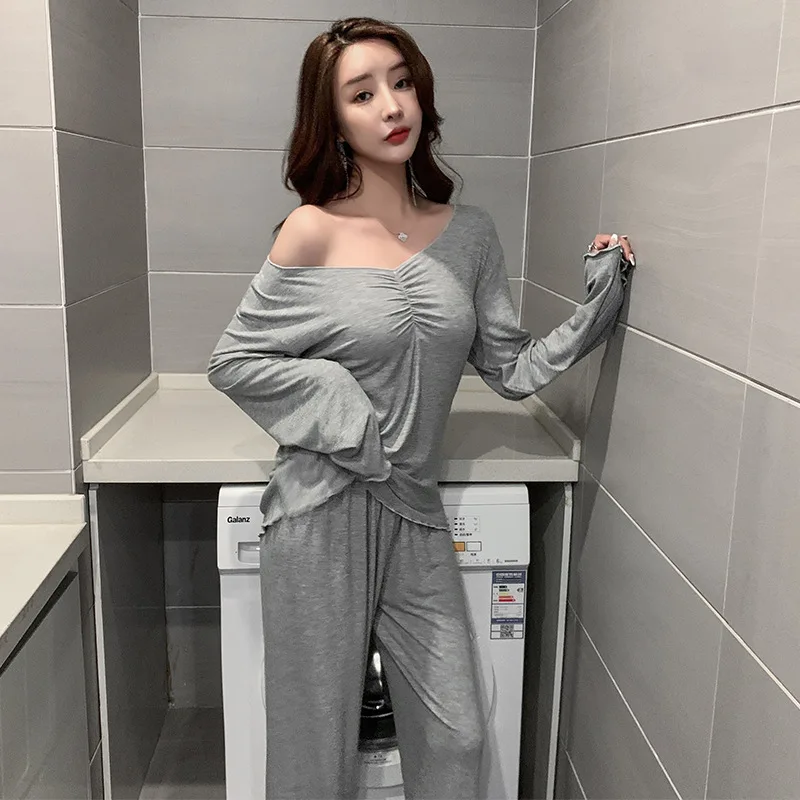Modal Pajamas Women's Spring Thin Long Sleeve Nightwear 2021 New Summer Air Conditioning Clothing 2Pcs Sets Homewear Sleepwear