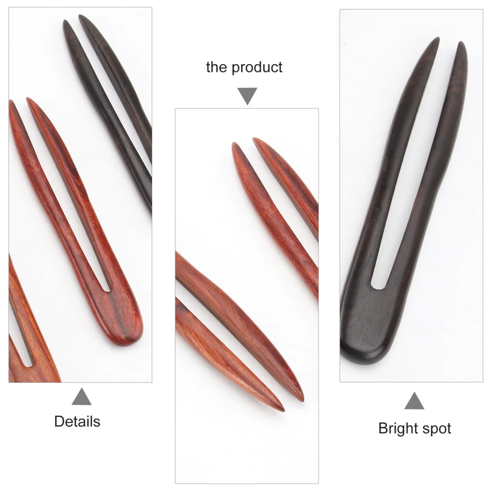 

3pcs Wooden U Shaped Hair Stick Retro Hair Pin Hair Accessory for Ladies