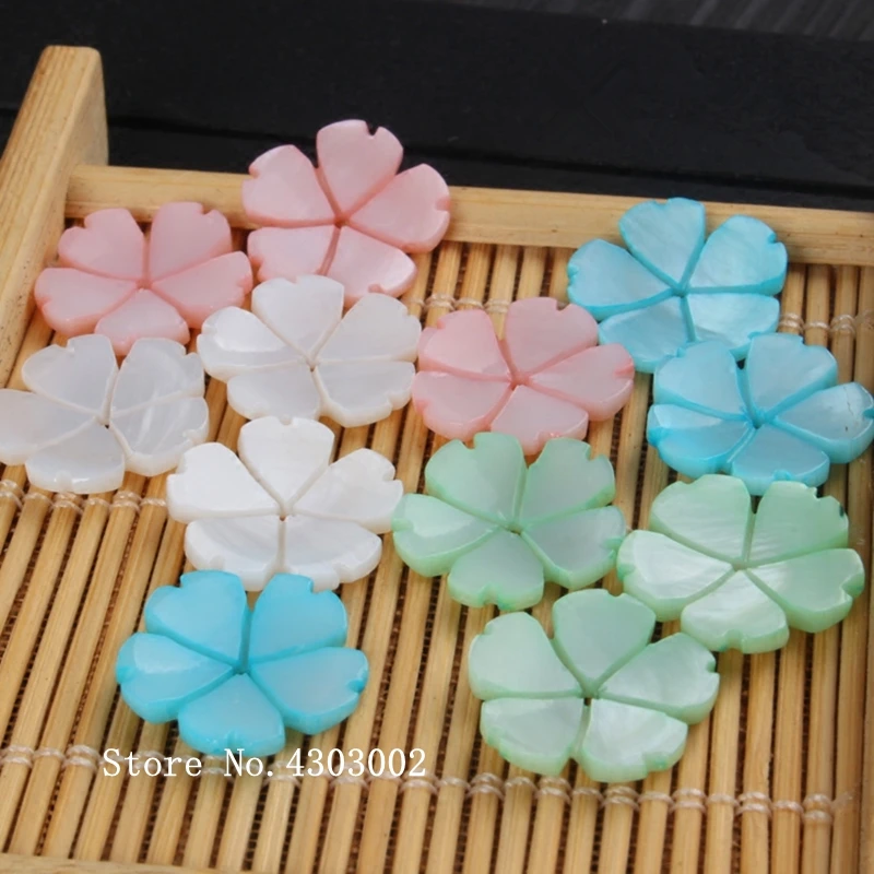 100 шт./лот 15 мм натуральный цвет 5 цветов перламутровая раковина для DIY ювелирных