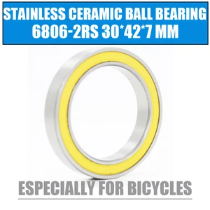Подшипник 6806-2RS из нержавеющей стали, 30*42*7 мм (1 шт.), ABEC-3, 6806 RS, для велосипеда, BB30, нижний кронштейн, 30, 42, 7, керамические шарики, подшипники