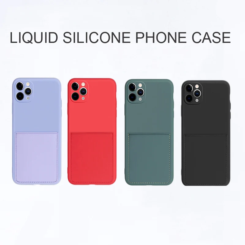 

Oppselve Soft Liquid Silicone Case For iPhone 11 Pro X XR XS Max Fashion Card Slot Holder For iPhone SE 2020 6 6S 7 8 Plus Cover