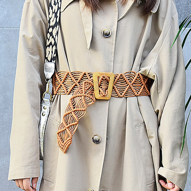 Женский ремень в этническом стиле NO.ONEPAUL широкий с квадратной пряжкой 2019|Женские