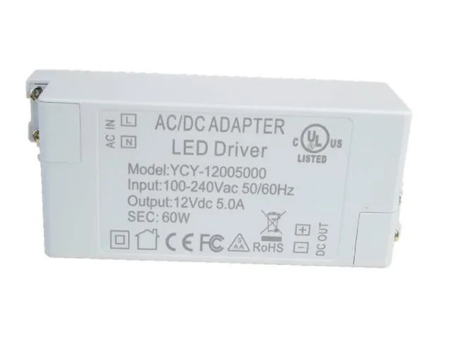 10pcs/lot LED Driver AC 100-240V to DC 12V 5.0A Led Power Adapter CE UKCA LED Transformers for LED Strip 60W Power Supply
