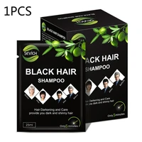 1pc black hair shampoo natural plant hair dye make grey white hair darkening and shinny for men and women hair color shampoo