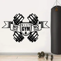 gym wall decals no pain no gain office inspirational quotes wall stickers home decoration fitness centre shop window door z055