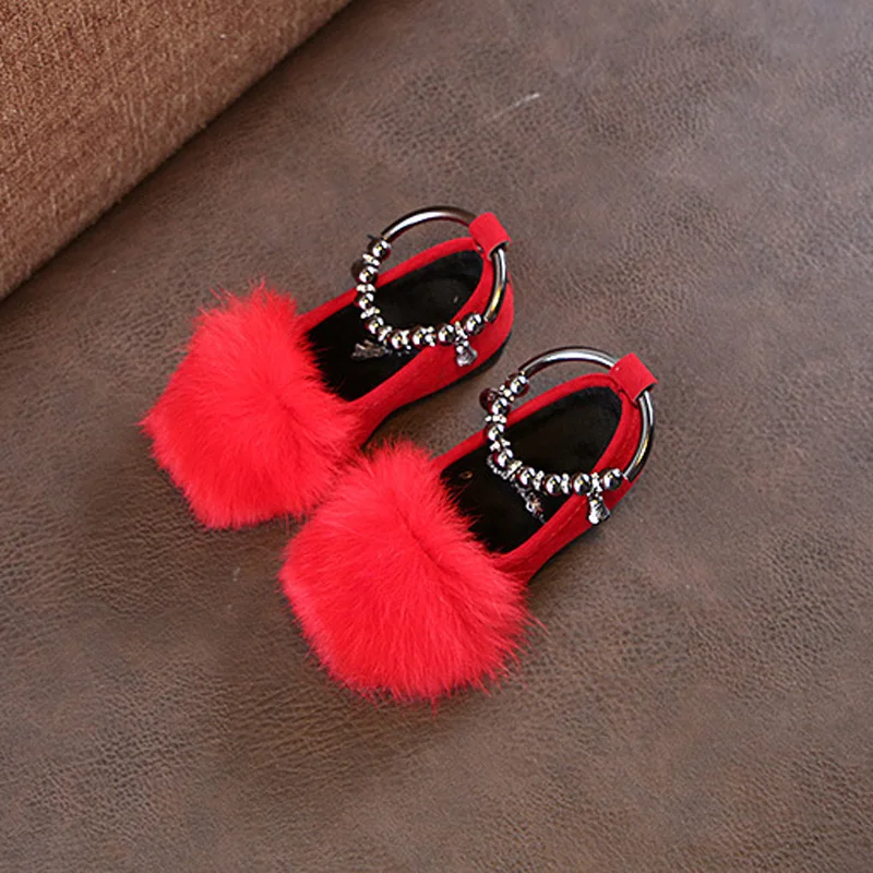 Детская обувь для девочек Новинка сезон осень кожаные туфли Теплый плюш без