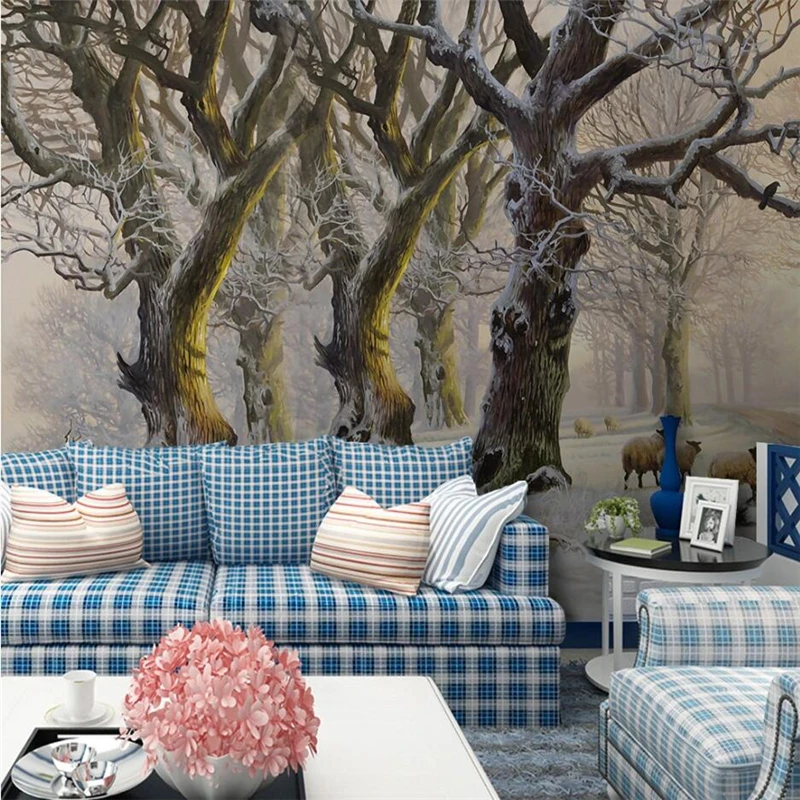 Пользовательские обои wellyu 3D стерео фото фрески картина маслом красивый Снежный