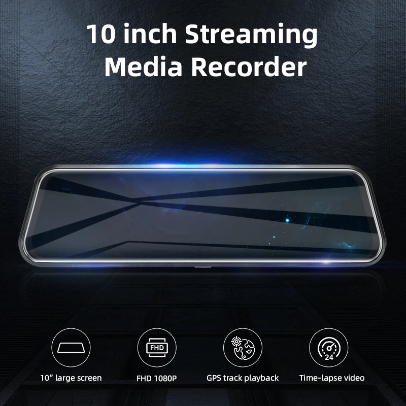 Jansite 10 дюймовый видеорегистратор с GPS FHD 1080P камера заднего вида трекер